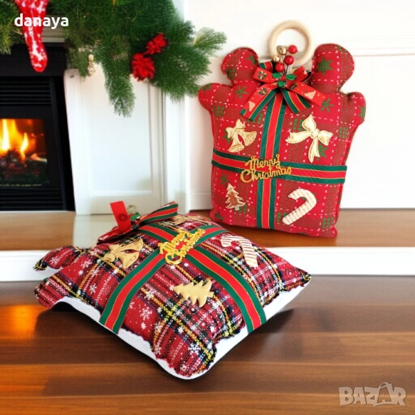 6251 Мини декоративна коледна възглавничка подарък Merry Christmas, снимка 1