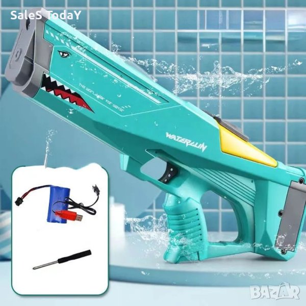 Воден пистолет, Пушка с вода, Акула, син, снимка 1