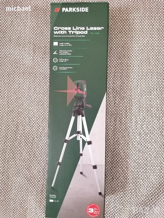 Лазер Parkside Cross Line Laser with Tripod PKILL 10 B5, снимка 1