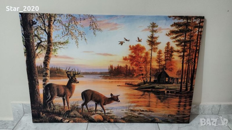 Светеща картина с LED осветление - Елени, снимка 1