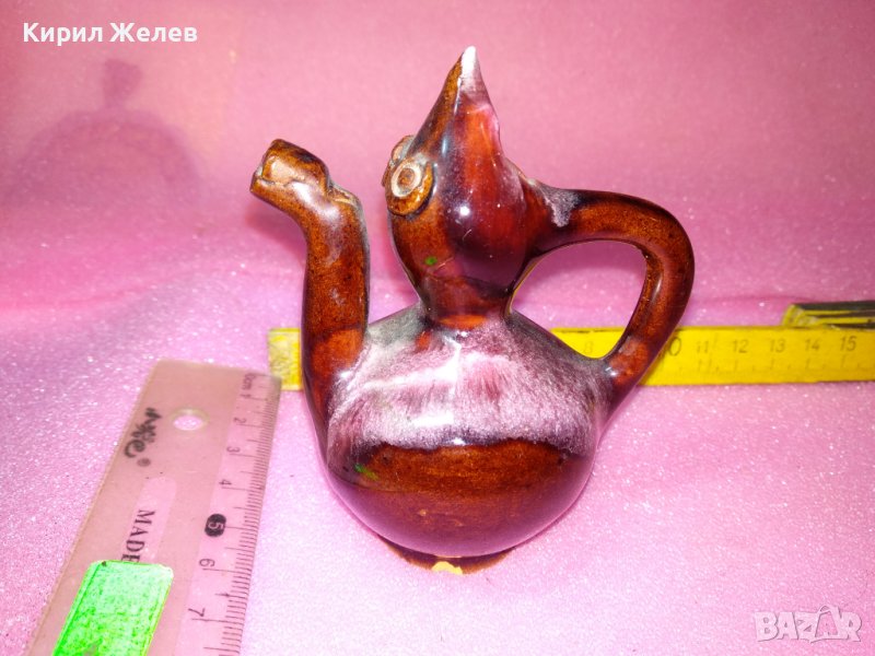 КЕРАМИЧНО БЪРДУЧЕ СВИРКА РЪЧНА МАЙСТОРСКА ИЗРАБОТКА ТРАДИЦИОНЕН ЕТНО СУВЕНИР ГЛЕДЖОСАНА ГЛИНА 42851, снимка 1