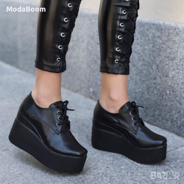 Кожени обувки на платформа , снимка 1