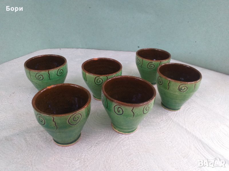 Чаши за ракия керамика 6 броя, снимка 1