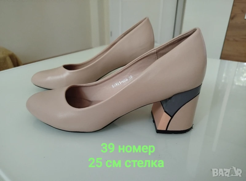 Дамски обувки на ток пудра 39 номер, снимка 1