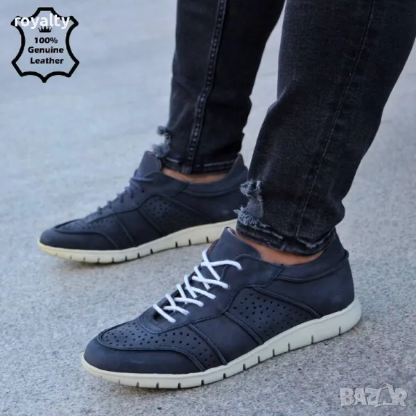 Мъжки обувки - син ЕСТЕСТВЕН набук, снимка 1