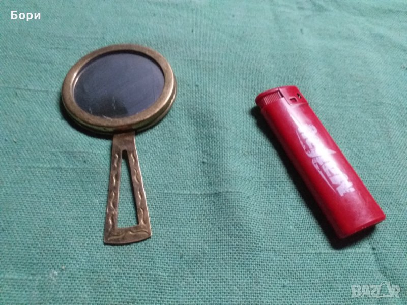 Старо огледало в месингова рамка, снимка 1