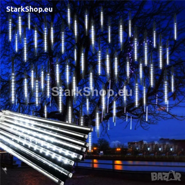 LED коледни висулки „Падащ сняг“ – Бели, снимка 1