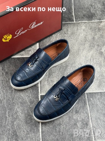 Loro Piana Дамски Тъмносини Ежедневни Обувки Естествена Кожа Код E801