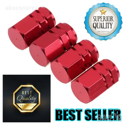 Нови 4 бр. алуминиеви капачки за вентили на джанти гуми за украса на кола автомобил колело велосипед, снимка 4 - Аксесоари и консумативи - 50336900