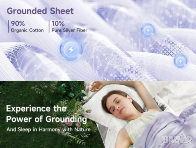 Заземяващ Чаршаф Заземяваща Антистатична Надматрачна Подложка Сребърни Нишки Платно Заземяващо Легло, снимка 6 - Други - 52848702