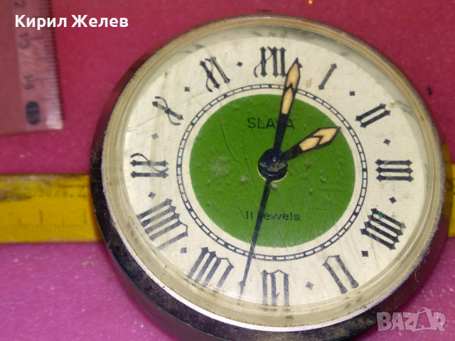 SLAVA MADE in USSR Стар КОЛЕКЦИОНЕРСКИ Механичен РУСКИ БУДИЛНИК с РИМСКИ ЦИФЕРБЛАТ СЛАВА СССР 28660, снимка 2 - Антикварни и старинни предмети - 44545637