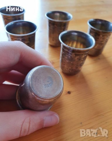 Комплект сребърни чаши, снимка 6 - Антикварни и старинни предмети - 39134447