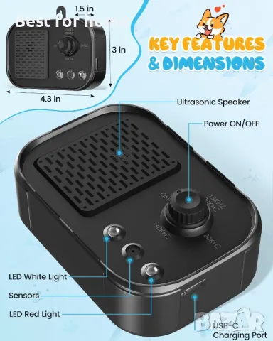 JARMAPOZ Ултразвуково устройство против лай- нов подобрен модел, снимка 6 - За кучета - 48735848