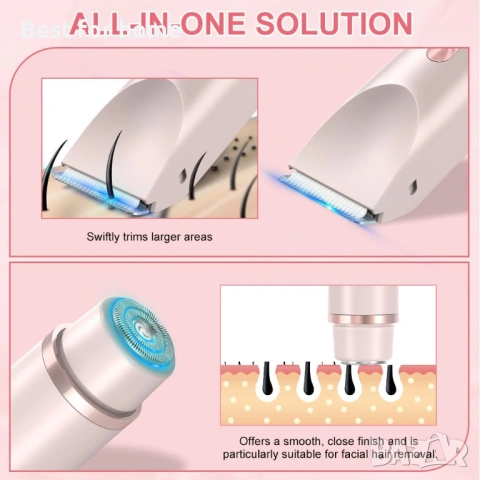 2 в 1 електрическа самобръсначка за жени, безболезнен тример за бикини зона, безжична , снимка 3 - Друга електроника - 53486437