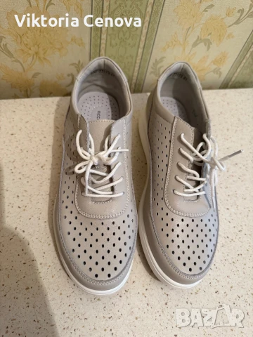 Бежови обувки, ест кожа, снимка 1