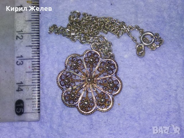 СТАРИНЕН ФИЛИГРАНЕН СРЕБЪРЕН РЕТРО МЕДАЛЬОН РЪЧНА РАБОТА със СРЕБЪРНА СРЕБРО 925 ФИНА ВЕРИЖКА 40015, снимка 7 - Антикварни и старинни предмети - 42600199