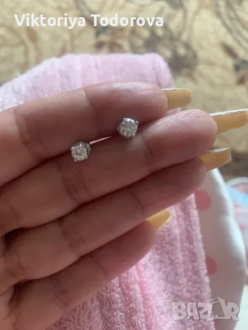 Нови обеци  сребро с 1карат диаманти-СПЕЦИАЛНА ОФЕРТА-НА ЦЕНАТА НА 0,50К, снимка 6 - Обеци - 48810357