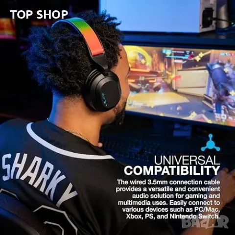 Нови Слушалки JLab Nightfall Gaming Headset 3.5mm с микрофон за PC/Xbox/PS5/PS4, снимка 4 - Слушалки и портативни колонки - 49444812