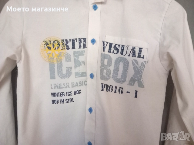 Памучна риза с принт – размер 146–152 см (10–12 г.), снимка 2 - Детски ризи - 52151751