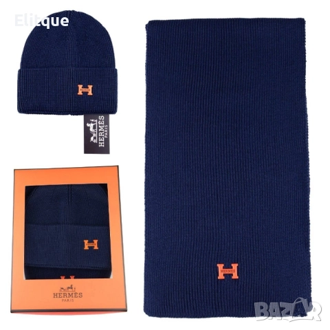 комплект шапка и шал hermes prada , снимка 5 - Шапки - 52509650