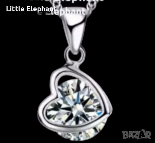 Сребърно колие с ланче,колекция"Hearts"-сърце,white/ново