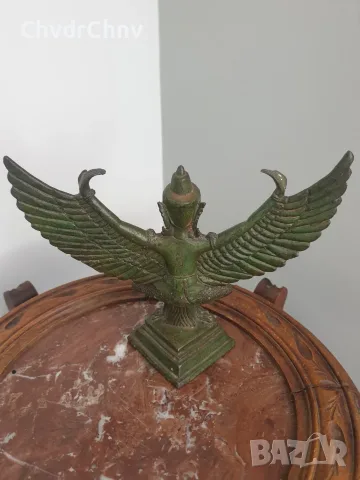 Vishnu Garuda 19см-1кг/стара индийска фигура/бронзова статуетка на бог Вишну-Гаруда, снимка 2 - Статуетки - 53691466