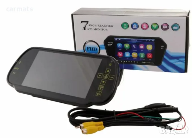 Огледало с цветен 7" LCD дисплей с USB вход и Bluetooth