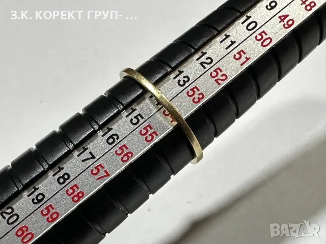 Златен пръстен 14К, 1,09гр. – размер 54, снимка 4 - Пръстени - 56011614
