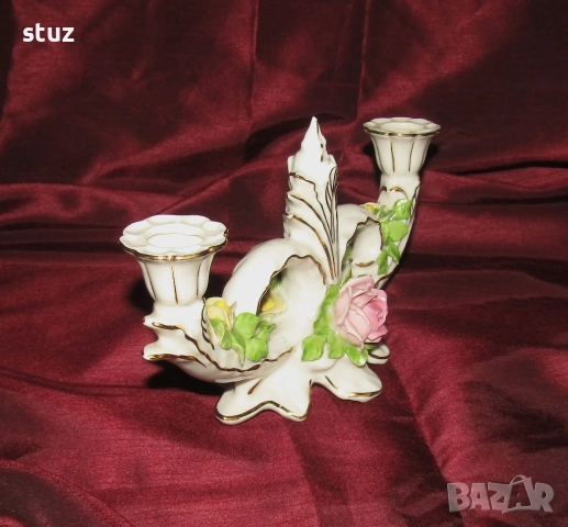 Порцеланов двоен свещник Dresden, снимка 6 - Декорация за дома - 52921094