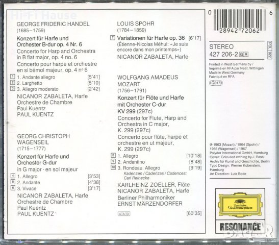 Harfenkonzerte-Nicanor Zabaleta, снимка 2 - CD дискове - 34578212