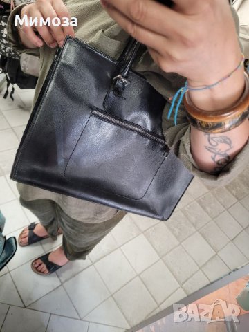 Естествена кожа, черна твърда чанта от ФЛОРЕНЦИЯ , снимка 7 - Чанти - 41395285