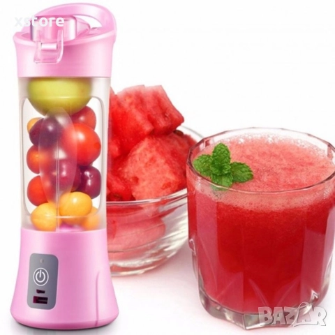 Преносима електро бутилка за шейкове, смутита и блендиране на плодове, снимка 3 - Блендери - 52595404