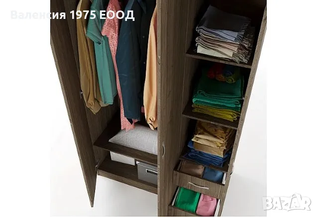 Трикрил гардероб с чекмеджета Сити 1028 сонома, орех или комбинация бяло/ арвен, снимка 7 - Гардероби - 46495213