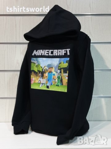Нов детски суичър с дигитален печат MINECRAFT в черен цвят, снимка 5 - Детски анцузи и суичери - 39094844