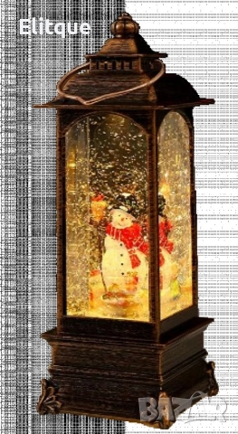 Коледна декоративна лампа със снежен човек в сребристо