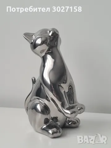 Сребриста декоративна фигурка котка, снимка 2 - Декорация за дома - 49712356