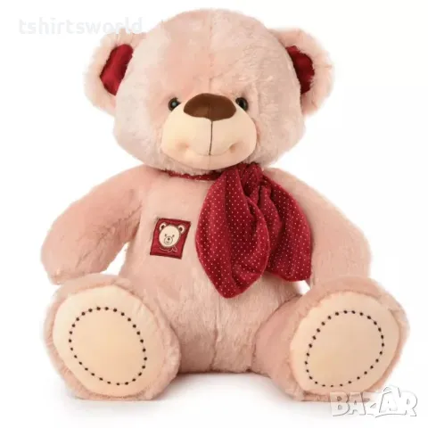 Ново плюшено Мече с червено фишу, 50см