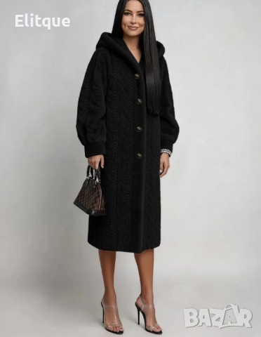 дълго зимно плетено палто