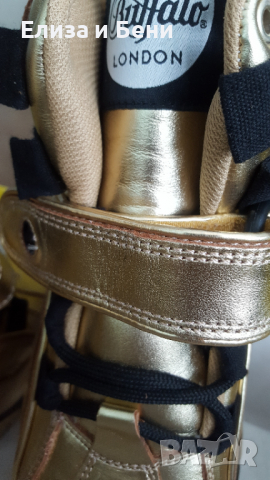 екстравагантни кецове естествена кожа с платформа, с кутия Buffalo gold platform sneakers high top, снимка 14 - Дамски боти - 36282776