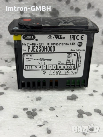Контролер за температура PJEZS0H000 Carel PJ Easy On/Off, 81 x 36 мм, захранващо напрежение 230 V ac