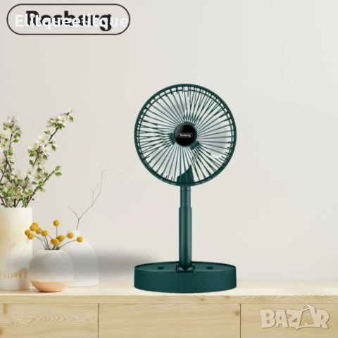 Вентилатор USB Rosberg, 4.5W, 6" , Бял/зелен, настолен, 2 ГОДИНИ ГАРАНЦИЯ