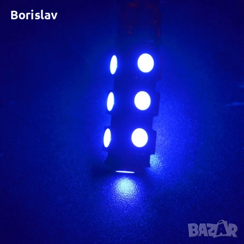 Сини LED крушки за габарити Т10