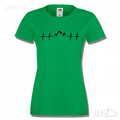 Дамска тениска Heartbeat Mountain,Изненада,Подарък,Поход,Връх,Хижа