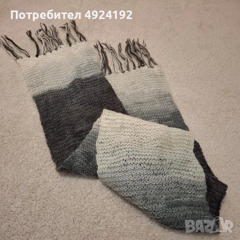 Сив меланж плетиво Шал, снимка 2 - Шалове - 56183333