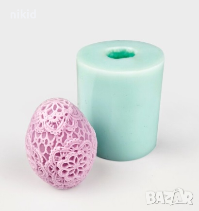 3D цяло дантелено яйце силиконов молд форма калъп за свещ гипс шоколад и др декор, снимка 2 - Форми - 36350493
