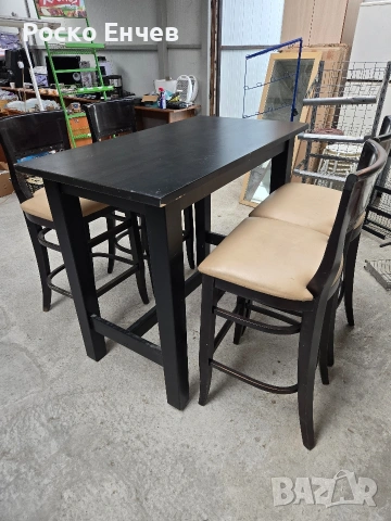 Бар маса и столове от масив, снимка 3 - Маси - 53754561