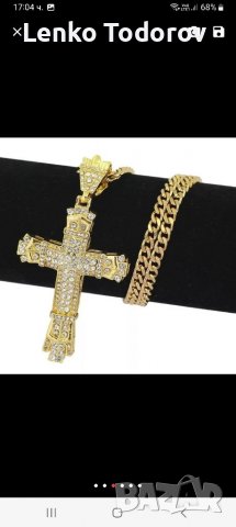 Много красив кръст с камъни и синджир, снимка 4 - Колиета, медальони, синджири - 39915544