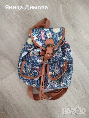 Текстилна раничка с бухали 