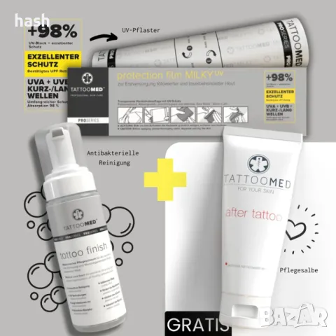 Филм за заздравяване на татуировки TattooMed MILKY 98% UV и дишащ за кожата - Ролка (2m x 20cm), снимка 5 - Други - 49778545