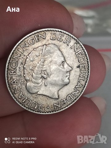 1 гулден 1956 г сребро Нидерландия

, снимка 2 - Нумизматика и бонистика - 41736783
